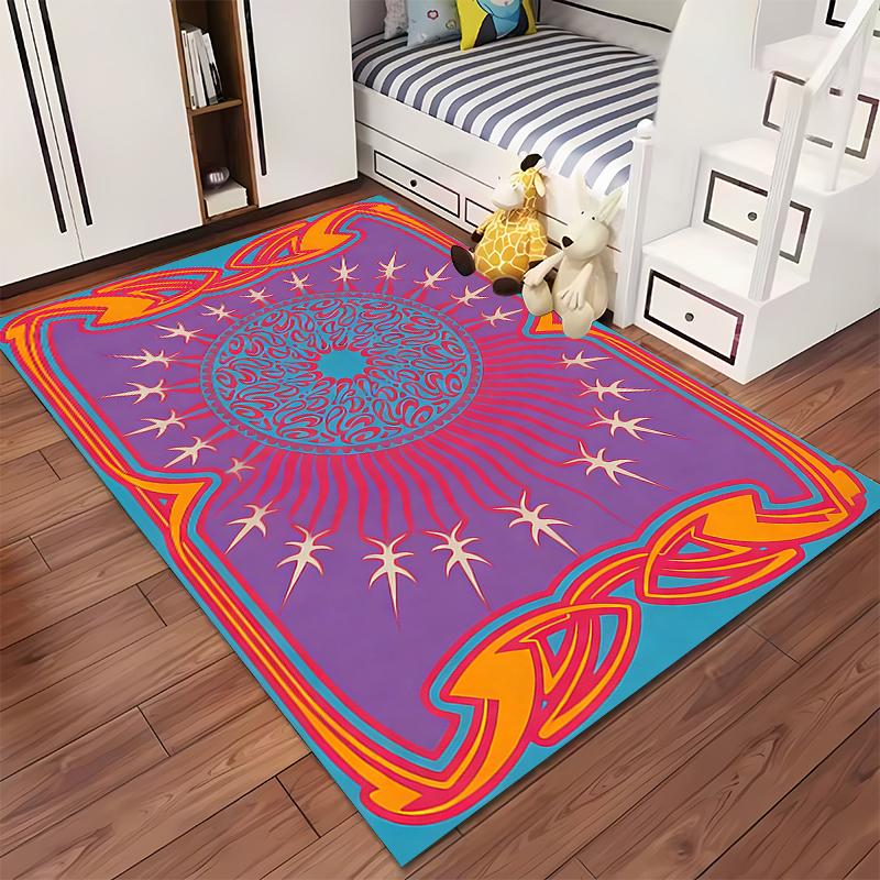 Colorful Abstract Sunburst Pattern Carpet with Bohemian Style Design Suitable for use as an anti-slip for living room bedroom sofas