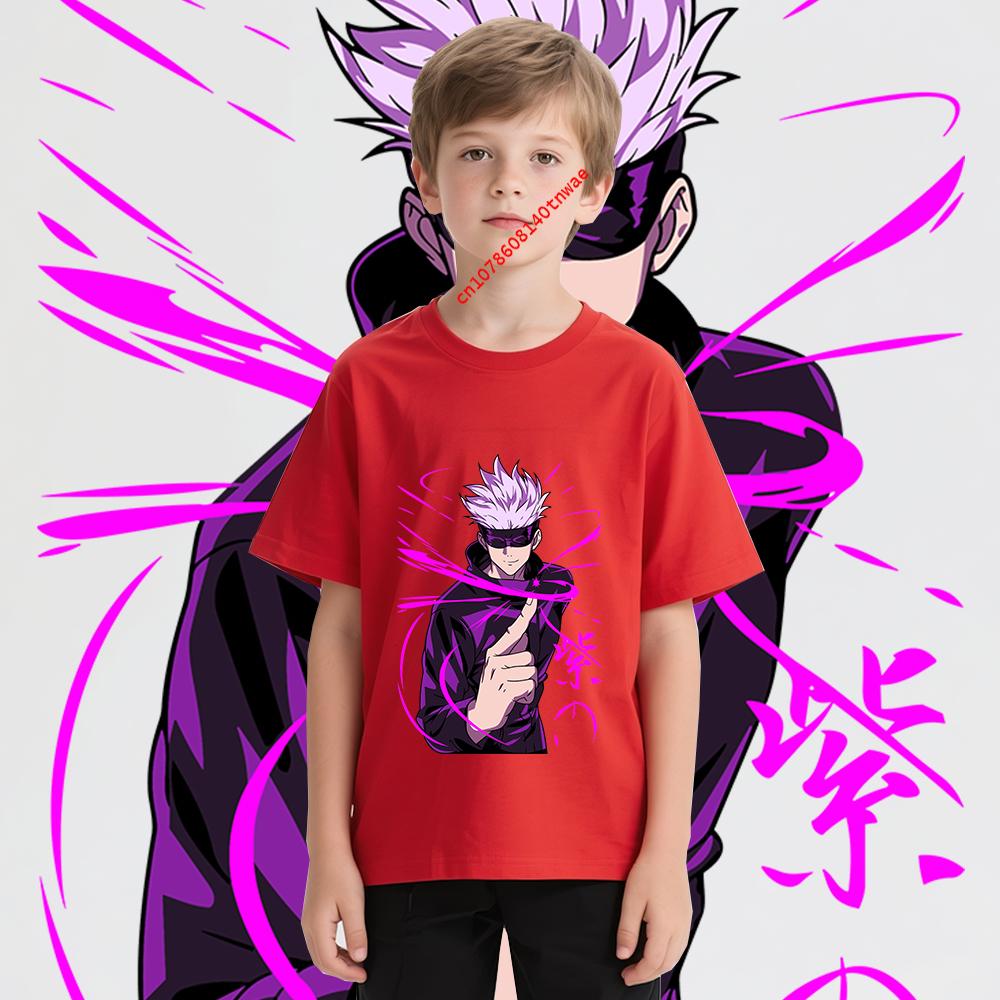 2026 Jujutsu Kaisen Satoru Gojo 17 Anime Print T Shirt for Boys Casual Cartoon Tshirt Childrens Clothing Soft Comfortable