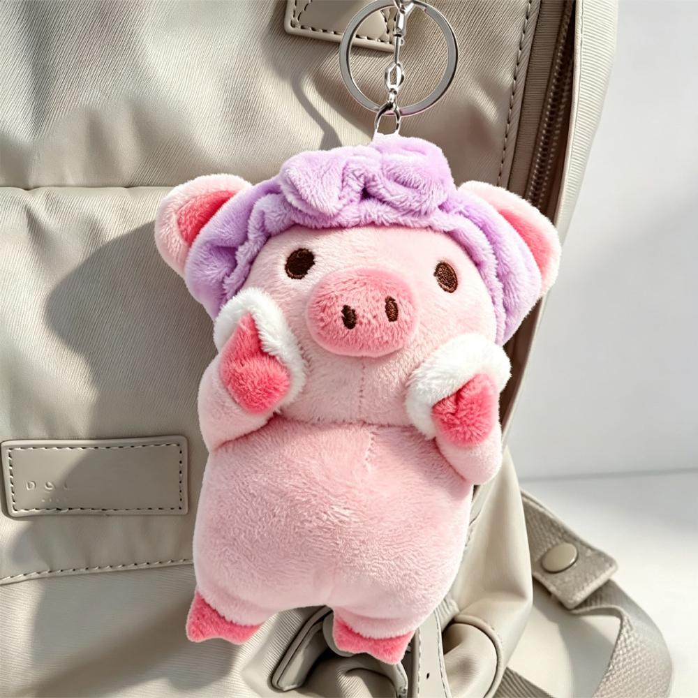 Visage Mignon Dessin Animé Nettoyant Visage Jouets Peluche Cochon Poupée Peluche Douce Jouet Pendentif Sac Voiture Porte-clés Animaux en Peluche Jouet Cadeaux Enfants Fille Garçon white
