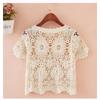 Womens Summer Short Sleeve Black Lace V Neck Button Down Cardigan
