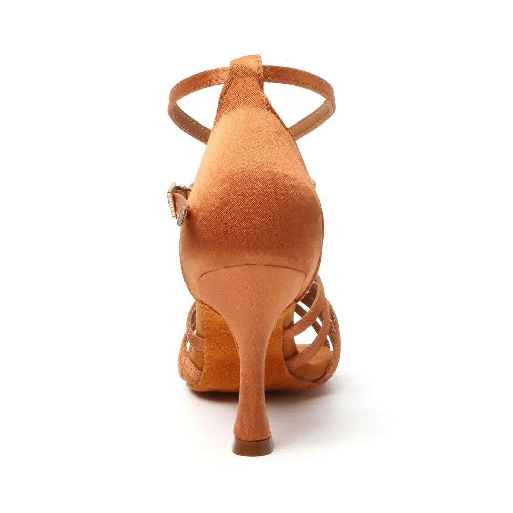 Brown Black Woman Latin Dance Shoes Ballroom Jazz Salsa Dance Shoes For Ladies Girls New Rhinestone Buckle Suede Soft Sole 5cm
