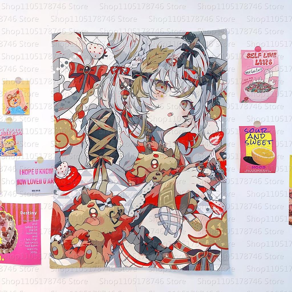 kawaiiii Cartoonstyle anime girl worthy hanging cloth cute and girl background cloth for bedroom and dormitory room decoration