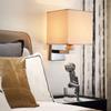 Bedroom Wall Lamp with Fabric Lampshade Modern Reading Light Metal 6W LED Wall Light for Living Room Bedside Home Decor