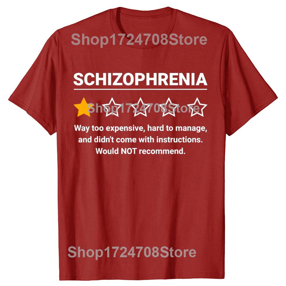 Schizophrenia One Star Rating Funny Awareness T-shirts Men Women's Fashion Casual Tshirt 100% Cotton Loose Oversized T Shirt