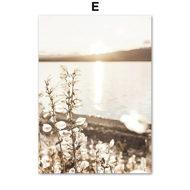 Lago di montagna innevato primaverile Canna Tarassaco Pittura su Tela Decorazione Murale Poster e Stampe Nordiche Immagini Murali per Decorazione Soggiorno