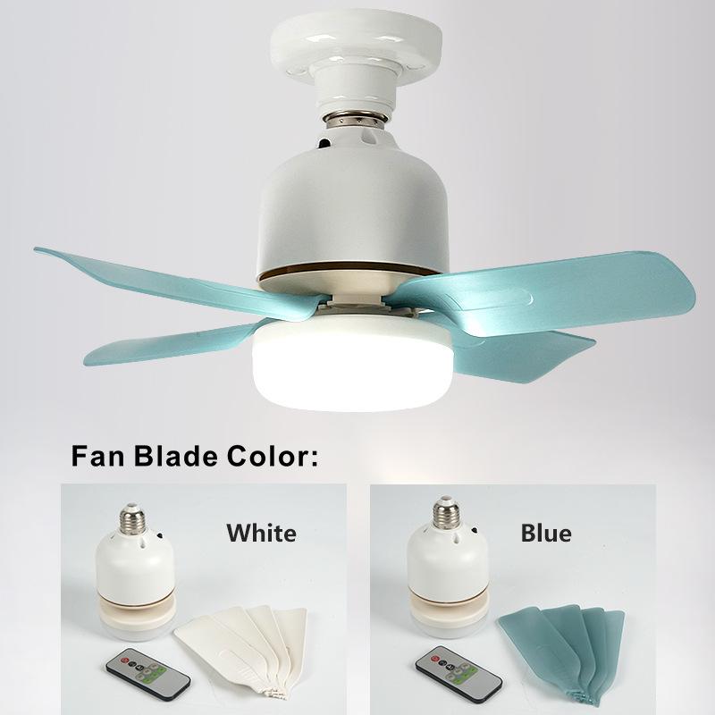 LED Light Bulbs Ceiling Fan With Light E27 Socket Remote Control Dimmable Wireless Fans Lighting For Bedroom Garage Kitchen