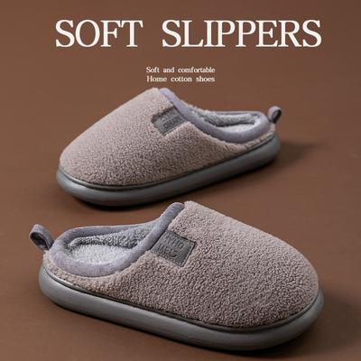 Einfache Plüsch-Baumwollpantoffeln Winter Indoor Zuhause Rutschfest Dicke Sohle Plüsch Warm Paar Fortschrittlicher Baumwollmopp
