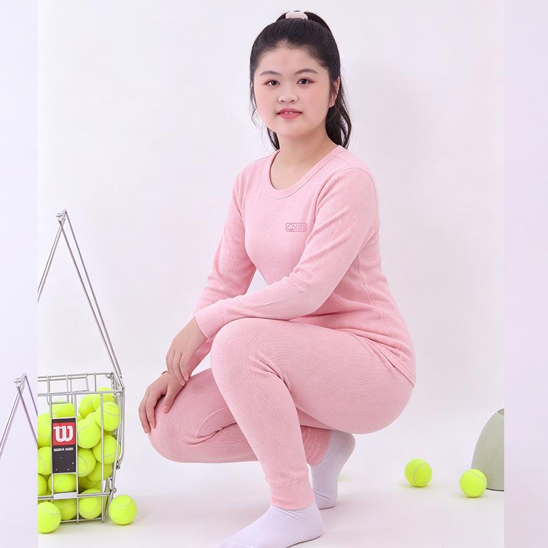 Comfy Velvet & Cotton Wear: Autumn Outfit Set for Plus-Size Kids – Warm Pajamas & Winter Base Layer
