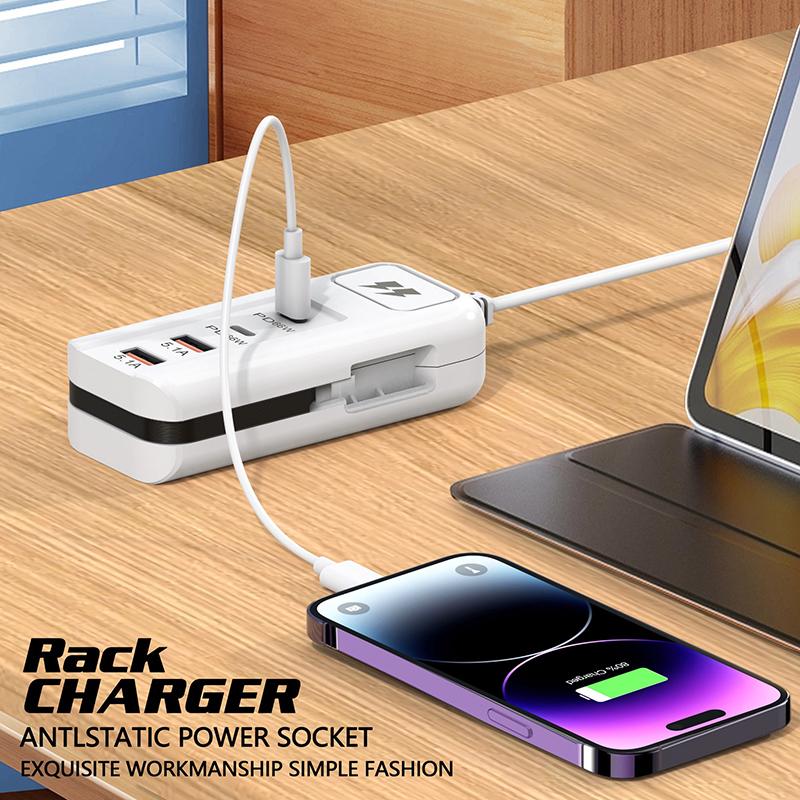 66W Fast PD Charger 4 Ports USB Phone Charger Multifunctional Desktop Charging Extension Station Power Adapter EU US Plug
