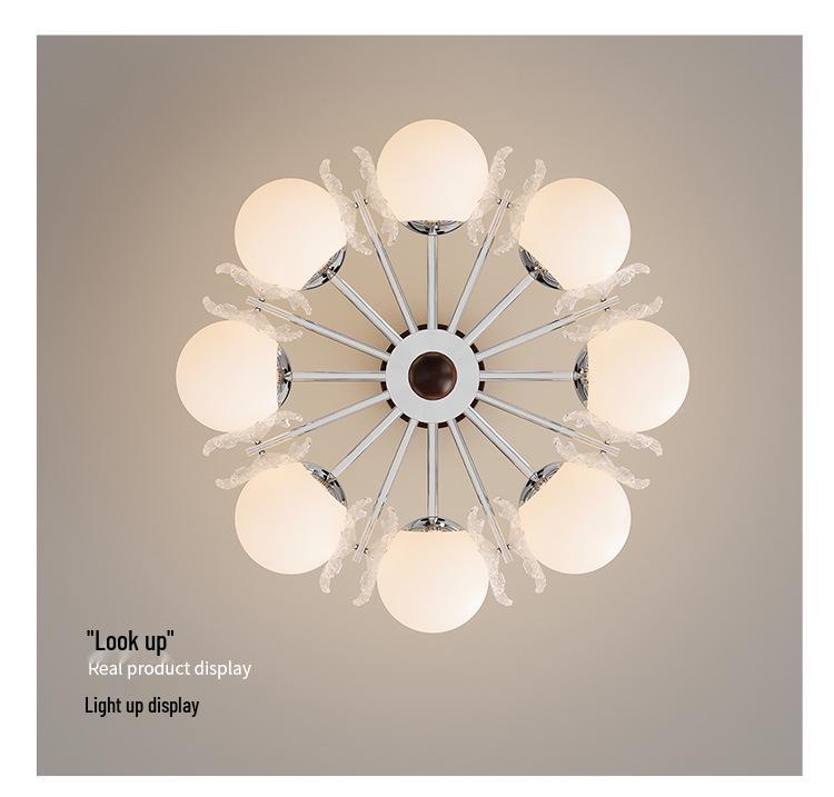 French Luxury Glass Chandelier - Modern Minimalist Lighting for Bedroom or Study