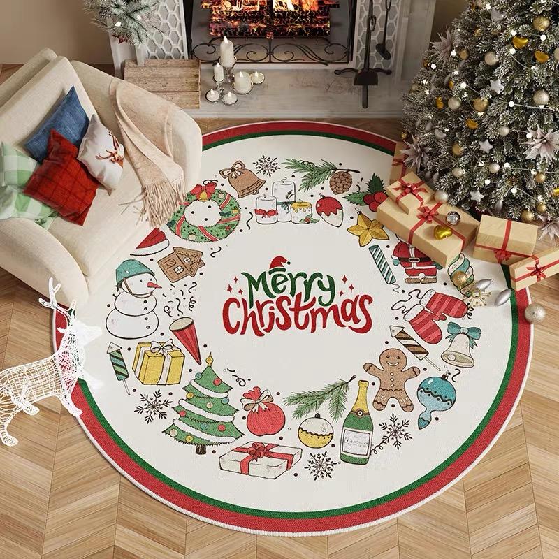 Christmas Tree Carpet Holiday Decoration Decoration Home Circular Floor Mat Autumn and Winter Deluxe Living Room Carpet