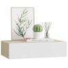 Vidaxl Półka Ścienna Z Szufladą, Dąb I Biel, 40 X 23,5 X 10 Cm, Mdf