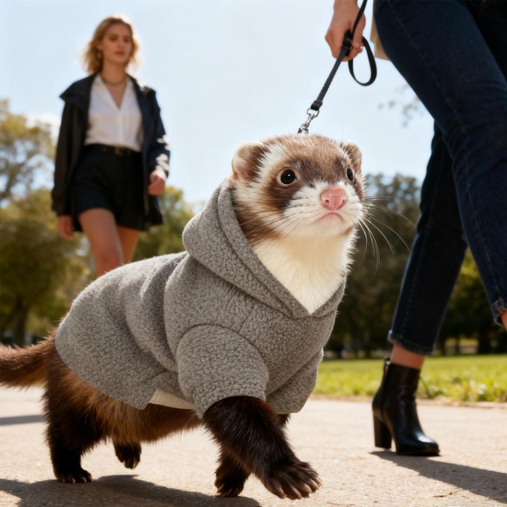 Ferret Hoodie With Harness Soft Comfortable Fun Sweatshirt Small Animal Ferret Sweater For Bunny Squirrels Chinchilla Chihuahua