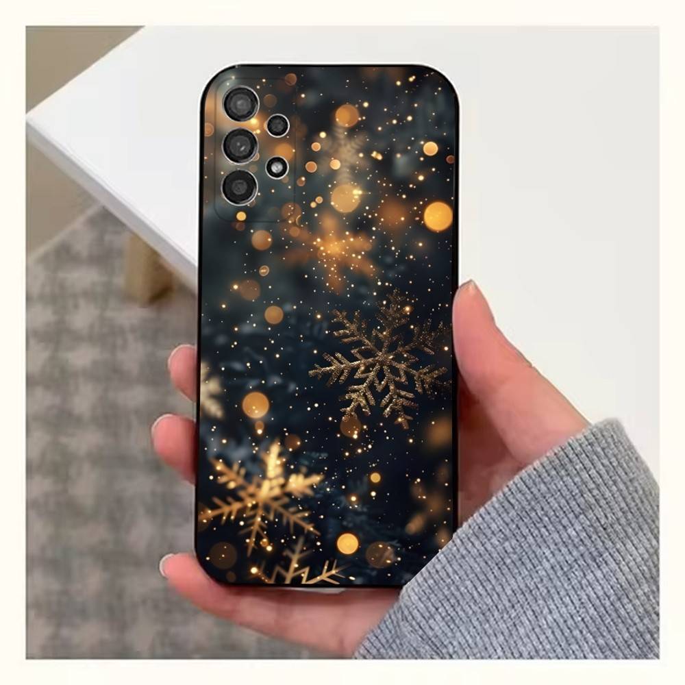 Christmas Snowflakes Art Case For Samsung S25,S24,S23,S22,S20,S21,S10,Ultra,Plus,Lite,FE,Soft Silicone Black Cover