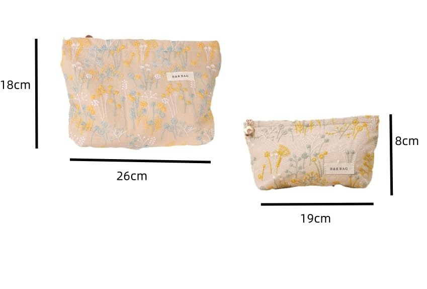 Tumecos Embroidered Cosmetic Travel Storage Toiletry Large Skincare Large Mix and Small Item Storage Set of 2 Bag, Box, Bag, Capacity, Lightweight,