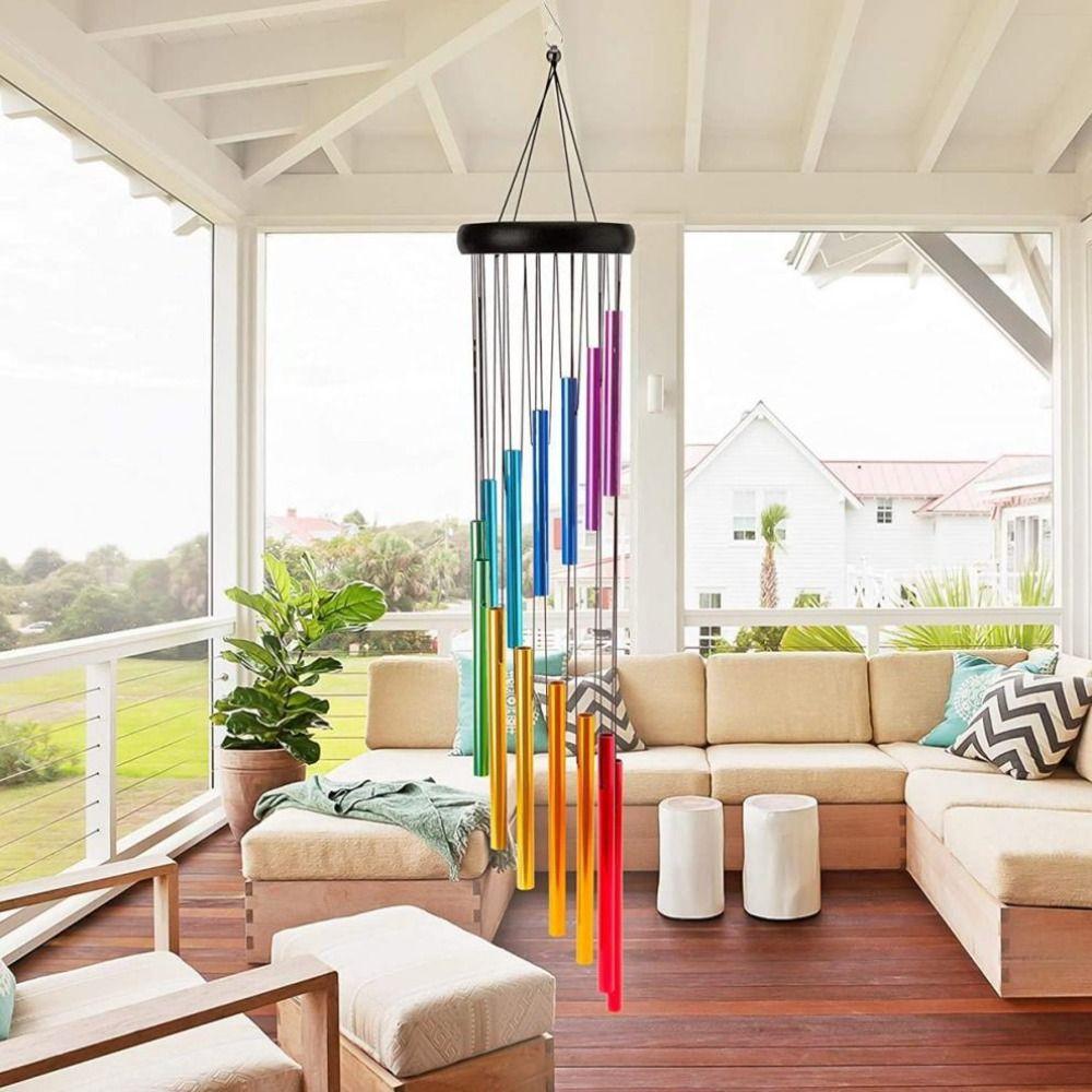With Hook Colorful Tubes Garden Ornaments Aluminum Zinc Zinc Alloy Hanging Wind Chimes  Festival Gift