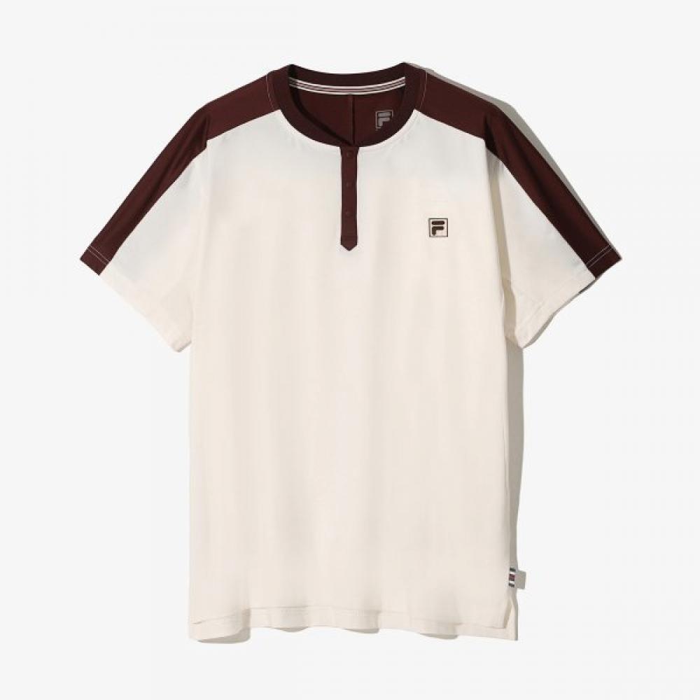 Fila Half Zip Henley Neck ShorT Sleeve T shirT separaTing Unipolyspan WHITECREAM1102XL 8600₽