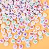 Alphabet Beads: Colorful A-Z Single Letter Round Beads for DIY Jewelry – Flat, White Background, Straight Hole for Stringing Phone Chains & More