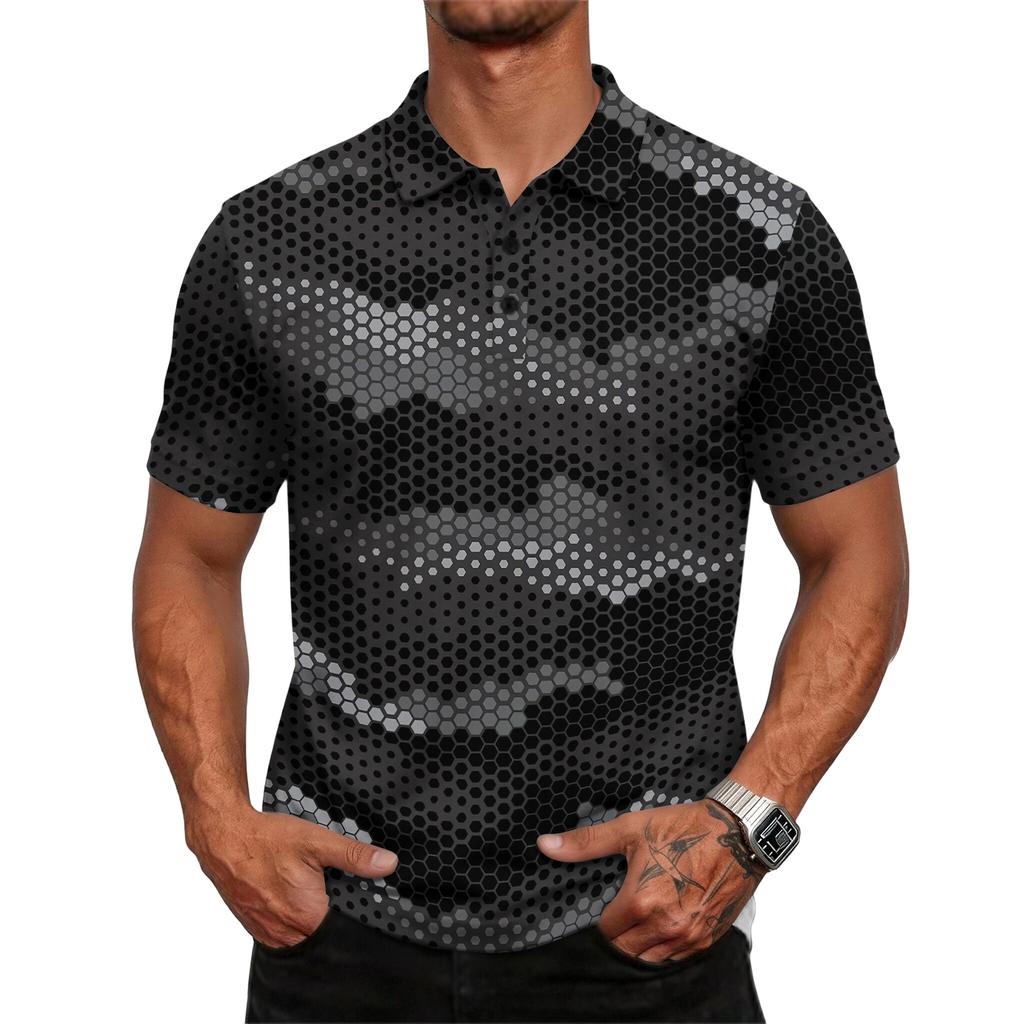 Men's casual loose-fitting fashionable camouflage pattern printed short-sleeved T-shirt top