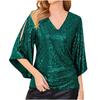 New Loose Long Sleeve Shiny T-Shirt Women Sleeveless Set