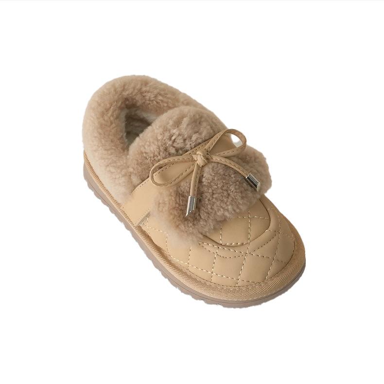 Girls cotton shoes [sweet and cute] 22 winter thick velvet small older children's snow boots low top low tube sweet college