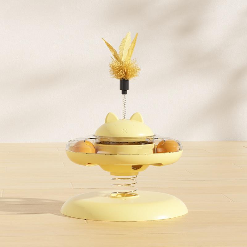 Pet Toy Rocker Spring Cat Turntable Leaking Food Cat Toy Self-pleasure Amusing Cat Play Plate