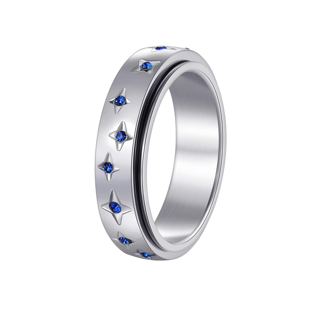 Women's Stainless Steel Diamond-Inlaid Decompression Ring Set - Versatile & Stylish Multiple Styles