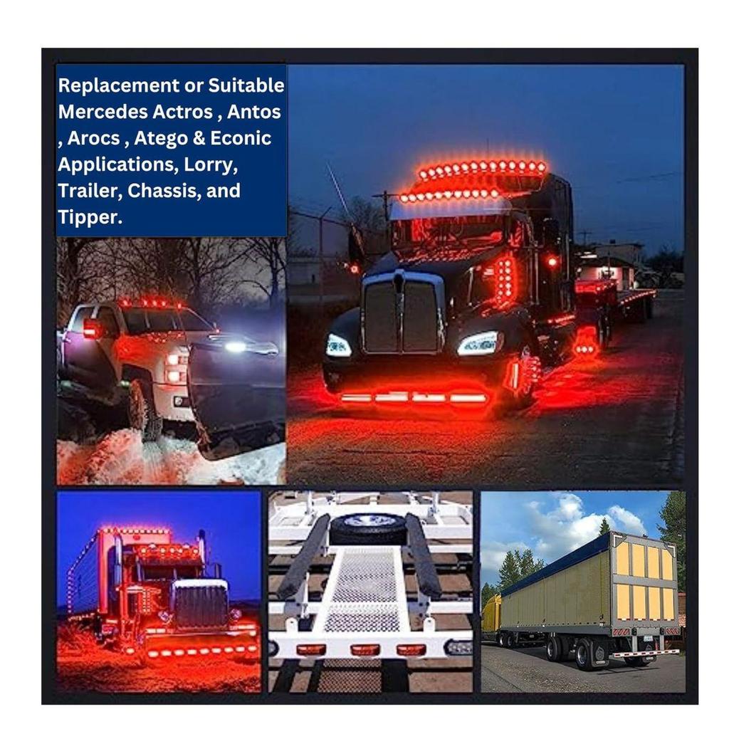 Luz Lateral Marcadora Led Roja Remolque Rv Marcador Rectangular Led/SMD Marcador de Gálibo Para Camión Remolque Rv Autocaravana Furgoneta Pickup Suv A Prueba de Golpes Ajuste Universal