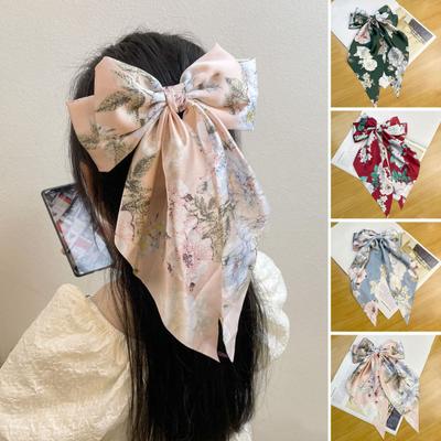 Barrette à cheveux pour femmes, grand nœud, épingle à cheveux, Double couche, imprimé floral, tache, pince à queue de cheval, outil de coiffure, accessoires pour cheveux
