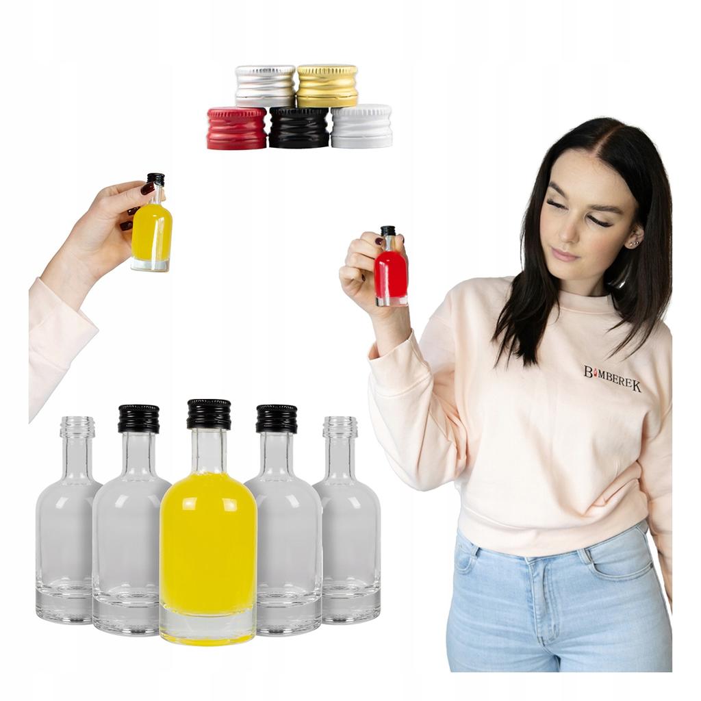 10X Mini Glass Bottles Tadek 50Ml Liqueur Bottle Gift + Cap