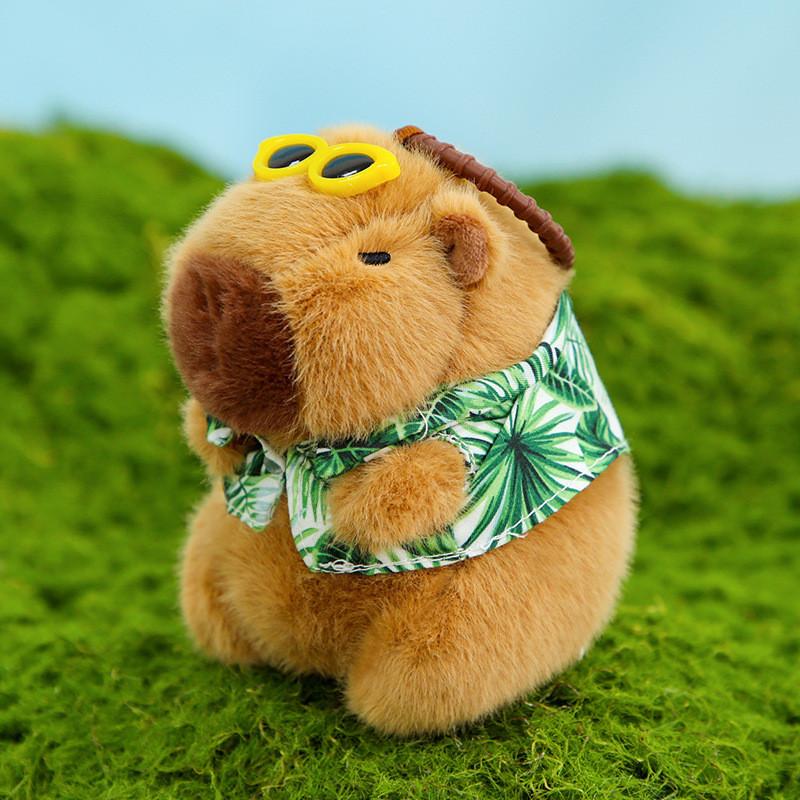 Capybara Summer Wear Plush Keychain Bag Pendant Cartoon Decoration Gift Kids