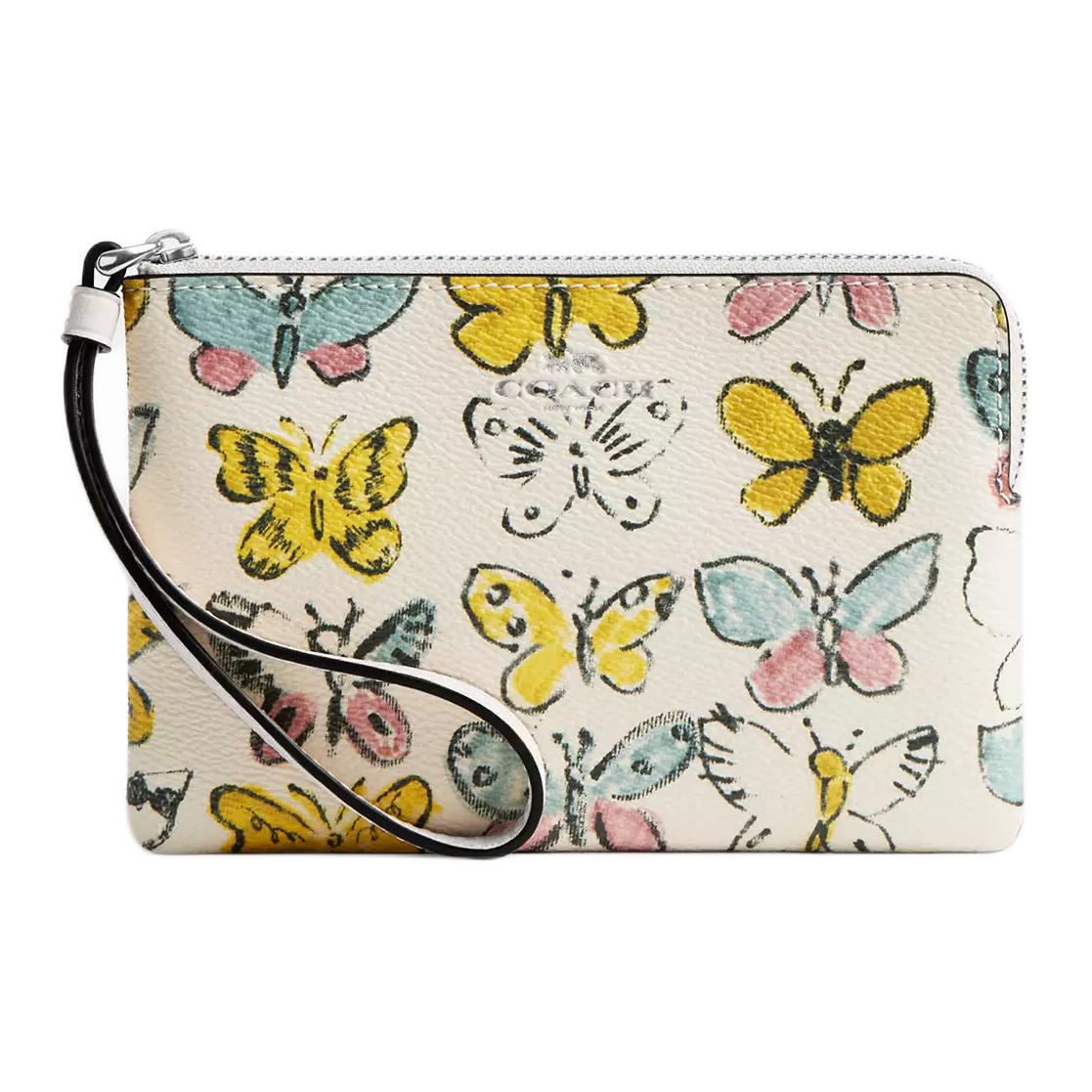 

Coach Corner Zip 16 Logo Butterfly Print Coated Canvas Clutch Small Women clutch Chalk Multicolor CAQ55-SVCAH Basic Set (Bag+Dust Bag)