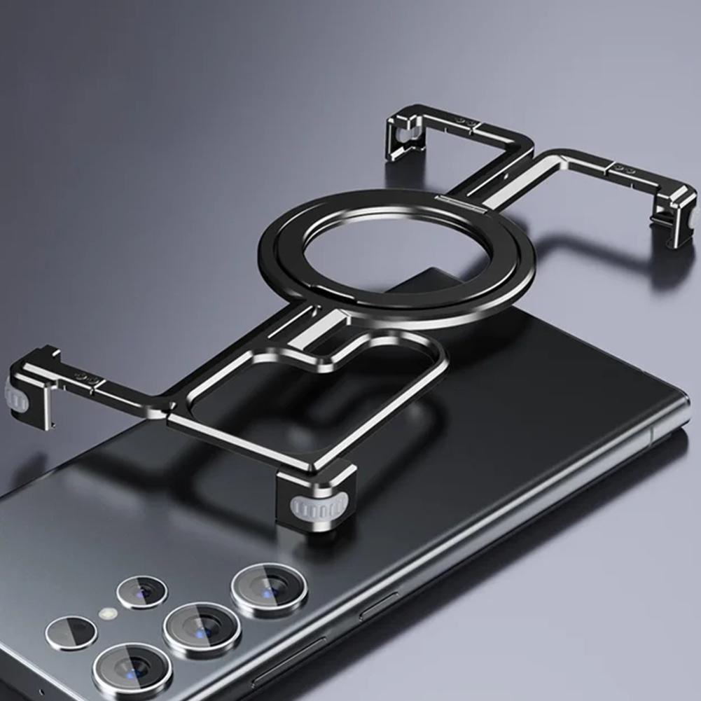 

Роскошный магнитный металлический чехол без оправы для Samsung S24 ultra S24+ s24 Plus алюминиевая подставка корпус противоударный защитный чехол For Samsung s24 чёрный