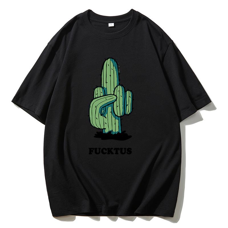 Hirsionsan Cactus Graphic Printed T Shirt Women Summer Cotto