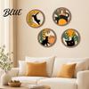 Crescent Moon Cat Decor 4Pcs 3D Boho Wall Decoration Round Wooden Hangings Animal Star Sun Hangings Botanical Decor Layered Wood Plaque for Living
