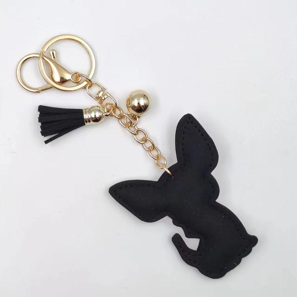 Gold Color Chihuahua Keychain Cute Animals Crystal Keychain Dog Keyring  Bag Accessories