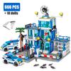 City police station building block group boy DIY car brick police station model building children's educational toy gift