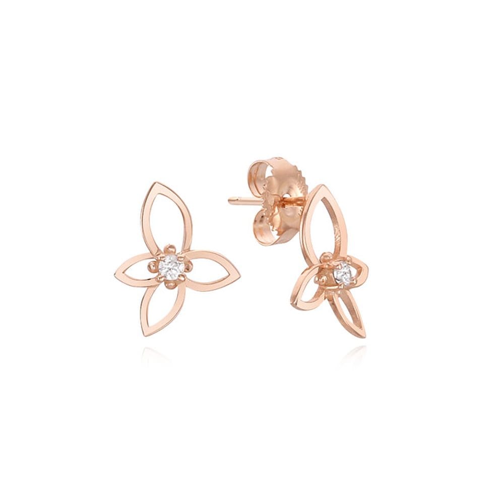 Floral Mini Tulip Silver Pink Earrings Tessvp11753S