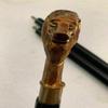 Antique Brass Sliver Lion Head Handle Victorian Wooden Walking Stick Cane