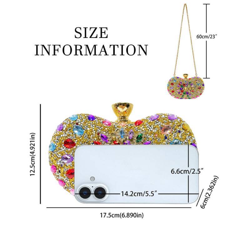 Pochette da sera con decorazioni di diamanti per feste formali ed eventi da donna