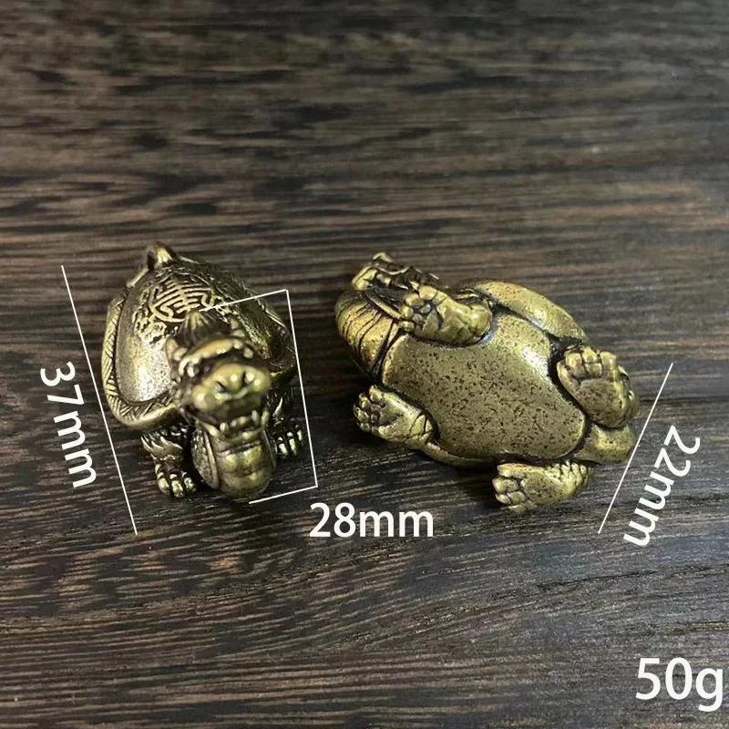 Glückliches Tier Statue Desktop Ornament Dekorationen Retro Messing Mythisches Tier Drachenkopf Schildkrötenkörper Figuren Miniaturen Schweres Kupfer
