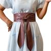 Waist Belt Obi Belt Knotted Self Tie Wrap Belt for Wrap Dress Halter Dress Wide Cinches Belt Soft PU Tie Up for Girls