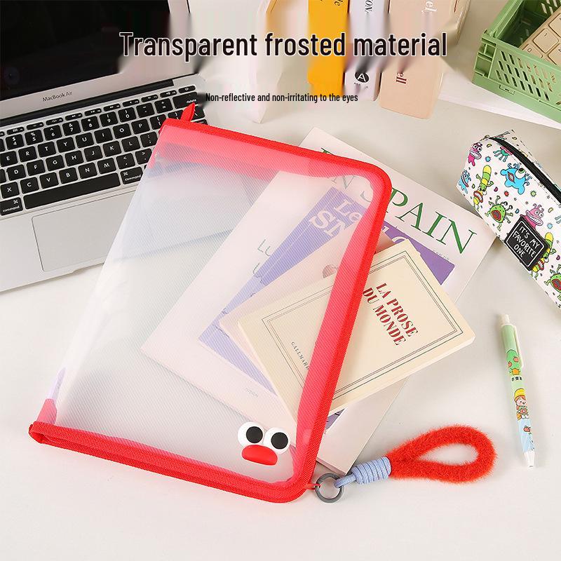LOMI Transparent Zipper File Tote Bag with Handle for Students