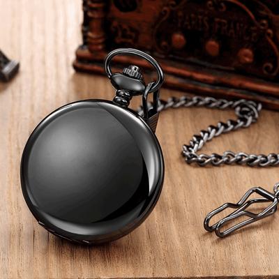 Pocket Watch Glossy Laser Engraving Retro Double-sided Quartz Pocket Watch Boshiya Casual Pocket Watch