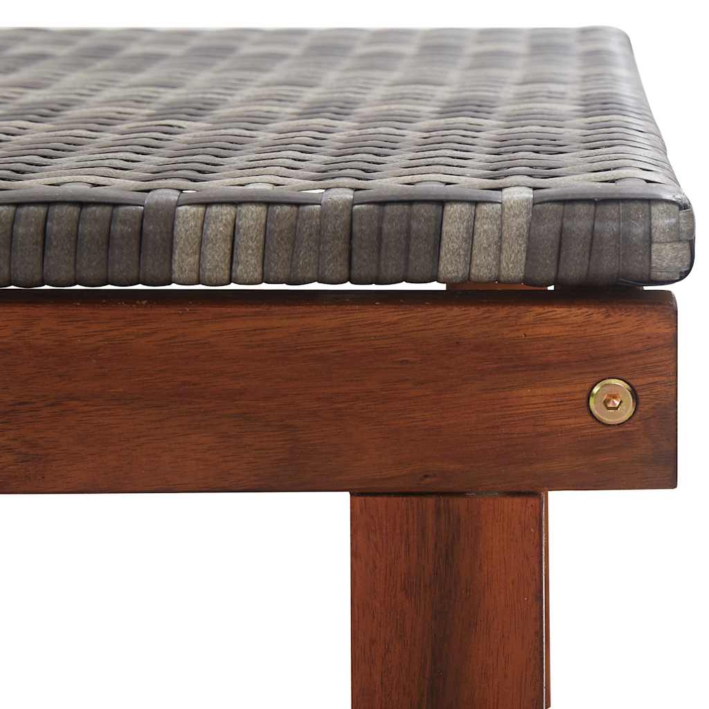 Sun Lounger in Poly Rattan and Solid Acacia Wood Grey