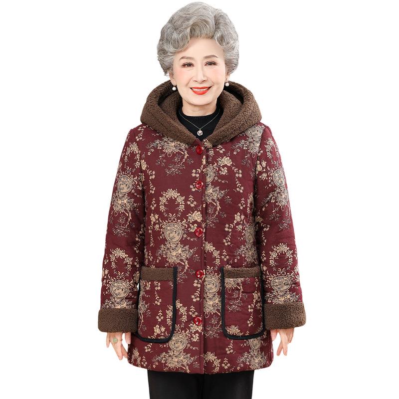 Warm Winter Cotton Jacket for Middle-aged & Elderly Women - Mom's Autumn/Winter Style, Grandma's Cozy Layer