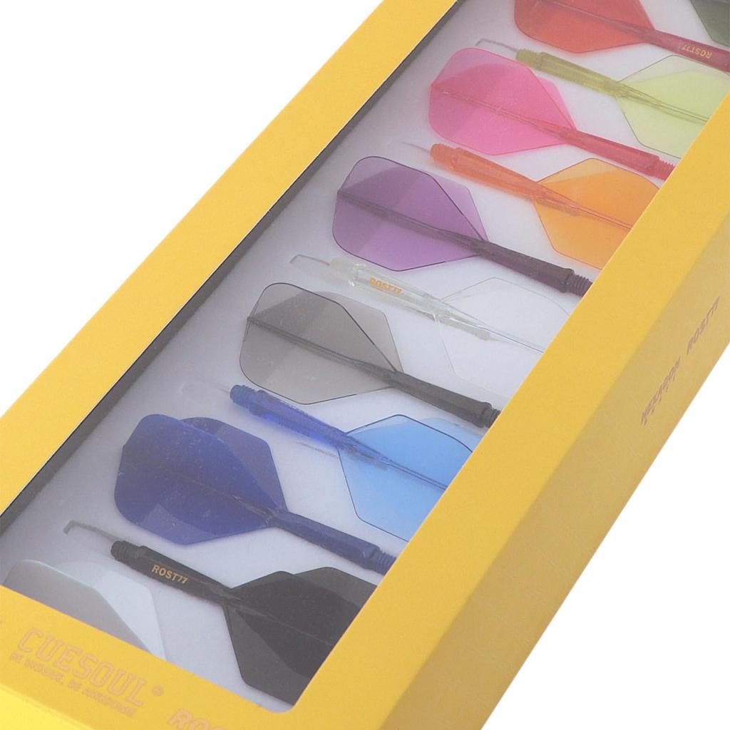 CUESOUL ROST 77 Transparent Set of Small One-Piece Flights, Standard, 12-Color Mix, 12, (CS-77-12XB-S)