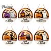 Layered Wood Craft Halloween Round Door Hanger, 3D Pumpkin Ghost Owl Welcome Sign, Solid Plaque Farmhouse Front Wall Hanging Decor for Home