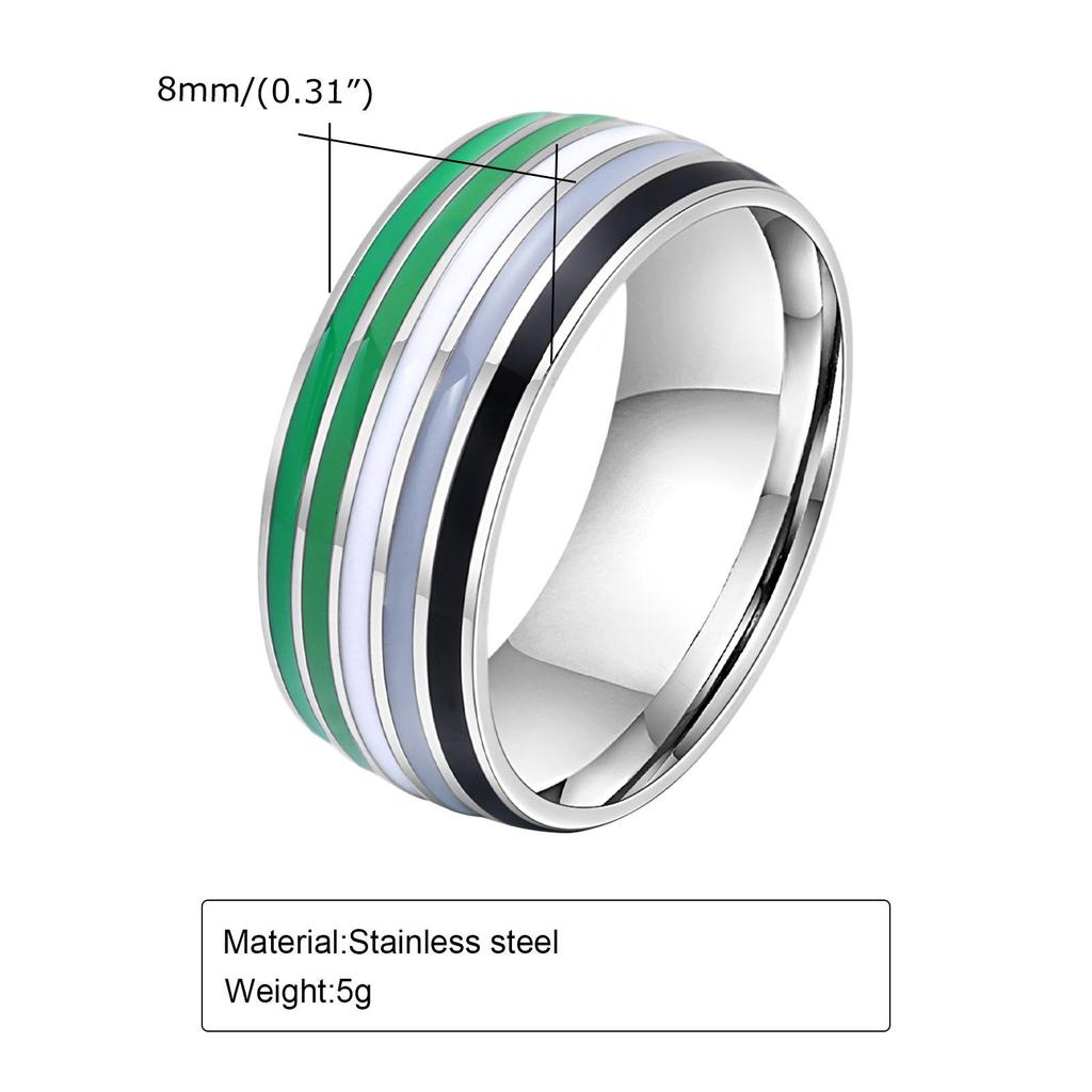 Quanshi 8mm Pierścionek z biżuterią z kolorową flagą PR-033