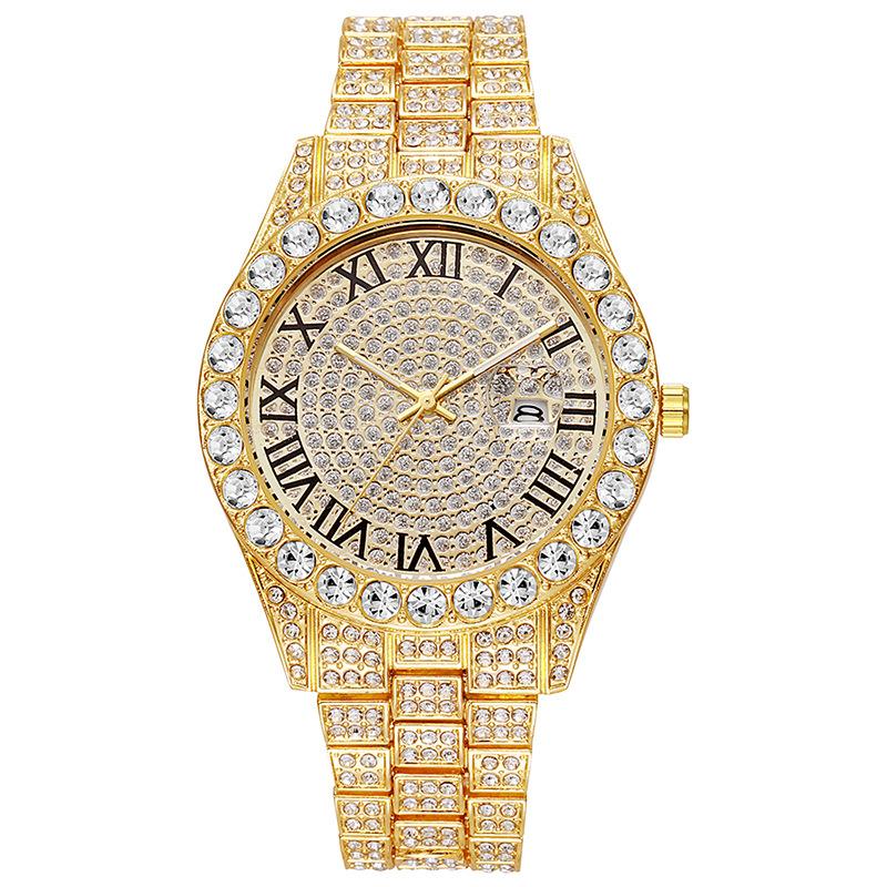 

Новые часы Iced Out для мужчин Роскошные часы Мужские Календарь Кварцевые Наручные часы Мужские Топ Бренд Часы Прямая поставка золотистый